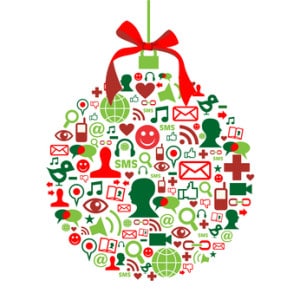Christmas bauble with social media icons